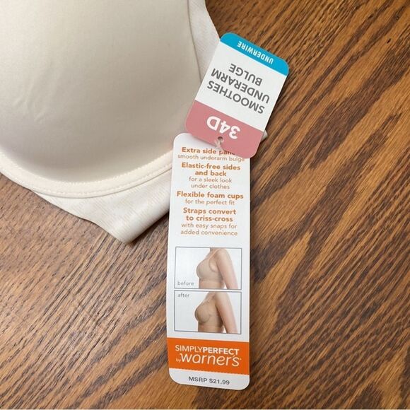 Simply Perfect by Warner’s NWT Underarm Smoothing Bra 34D - Picture 6 of 7